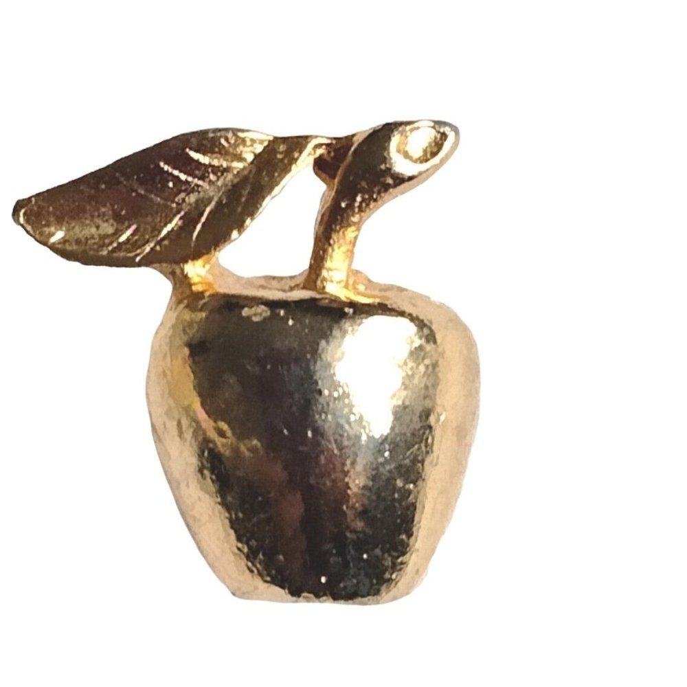 Apple Pinback Pin Teacher Gift  Gold Color Miniature